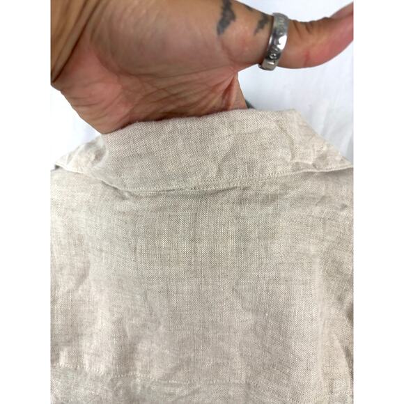 Vintage Talbots Irish Linen Long Sleeve Button Up Shirt Beige Womens Sz 10 - Picture 8 of 8